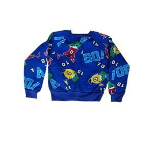 Vintage 80s McKids Boy Crewneck Sweatshirt Sport Theme Blue Size M (5-6)